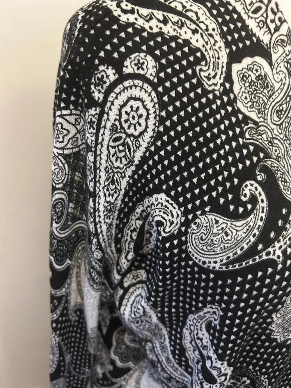 Grace Black and White Paisley Open-Front Women's Sweater Cardigan Size M EUC